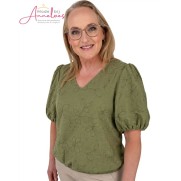 Enjoy Blouson Bloem Borduur 127612 Army 